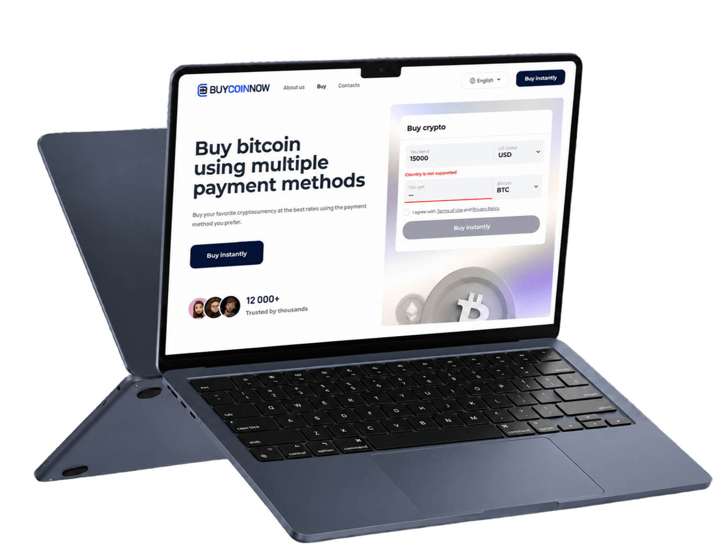 Сайт BuyCoinNow на ноутбуке